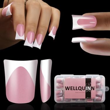 Imagem de Wellquinn Pontas curtas para unhas de pato, unhas francesas, cobertura total, pés de pato, unhas postiças de acrílico fosco, rosa falso, para manicure DIY, 12 tamanhos, 240 peças
