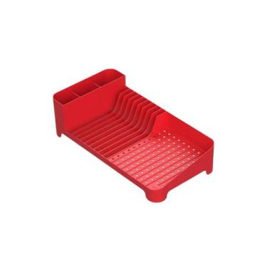 Imagem de Escorredor De Louça Trium Compact Vermelho Cozinha Pratos Ou