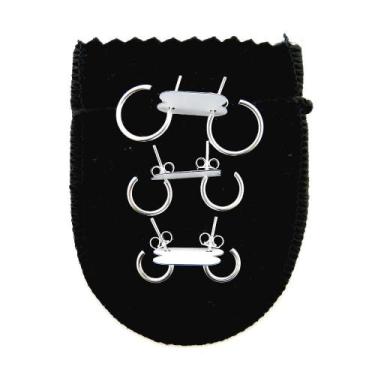 Imagem de Brinco Masculino Argola 3 Pares Folheado Prata Br506 - Wnbijouterias