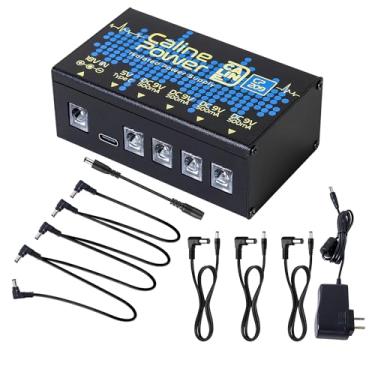 Imagem de Caline Fonte de alimentação para pedal de guitarra, fonte de alimentação de placa de pedal 9V 500ma, mini fonte de alimentação de pedal verdadeiro isolado com tomada tipo C e corrente margarida de 4
