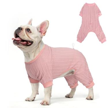 Imagem de SCENEREAL Pijamas para cães pequenos a grandes, suéter de malha para animais de estimação quente, casaco de inverno, macacão macio, pijamas para cachorros, rosa M