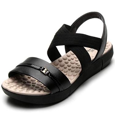 Imagem de Sandália Anabela Baixa Modare Elástico Conforto - Preto - 37