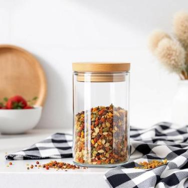 Imagem de Pote de vidro borossilicato 1600ml com tampa hermética bambu - Home Co