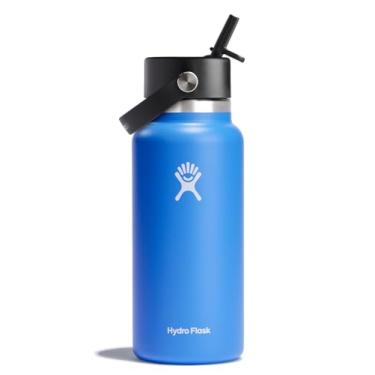 Imagem de Hydro Flask Garrafa com tampa de canudo flexível de 946 ml - aço inoxidável isolado - tampa de canudo larga, não derrama, à prova de vazamento em cascata