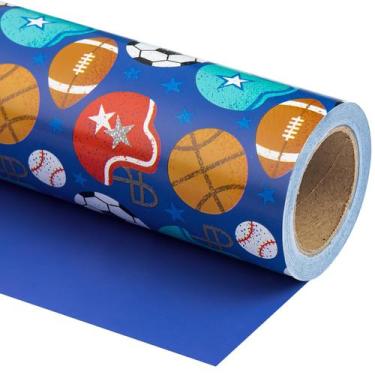 Imagem de Papel de embrulho WRAPAHOLIC Reversível Football 43cm x 10m