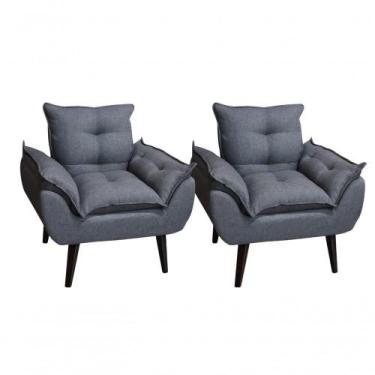 Imagem de Kit 02 Poltrona/cadeira Decorativa Glamour Opala Com Pés Quadrado Graf