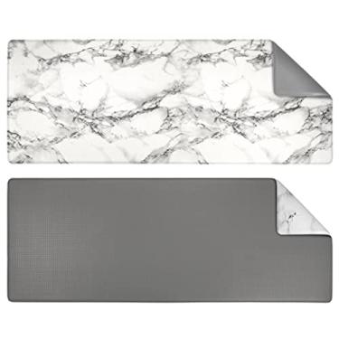 Imagem de (120cm x 44cm , Marble) - OPUX Anti Fatigue Comfort Floor Mat Standing Mat for Kitchen Home Office Desk Reversible Decorative Ergonomically Engineered Rug Non-Slip Waterproof Easy to Clean Marble/Grey, 120cm x 44cm