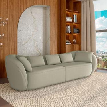 Imagem de Sofá Bipartido Sala de Estar Diamond 232cm com Almofadas Soltas Bouclê Bege Escuro G52 - Gran Belo