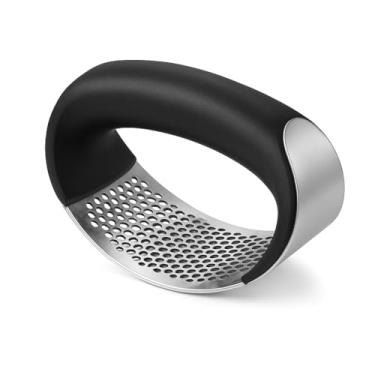 Imagem de Espremedor Triturador e Amassador de Alho Manual em Aço Inoxidável com Alça Ergonômica em ABS Fácil Uso e Limpeza Alta Durabilidade Premium