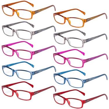 Imagem de Eyekepper 5 pares de óculos de leitura para mulheres, óculos de sol inclusos para leitura, Pacote com 10 cores mistas - Rt1803s, +1.75