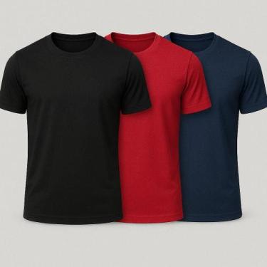 Imagem de Kit 3 Camiseta Dry Fit Masculina Poliéster Treino Academia Corrida Esp
