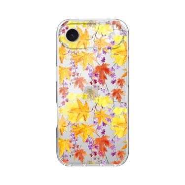 Imagem de Blingy's Capa para iPhone 17 Air, estampa de folhas de outono douradas, design divertido de outono, capa protetora transparente de TPU macio de 6,6 polegadas (folhas coloridas de outono)