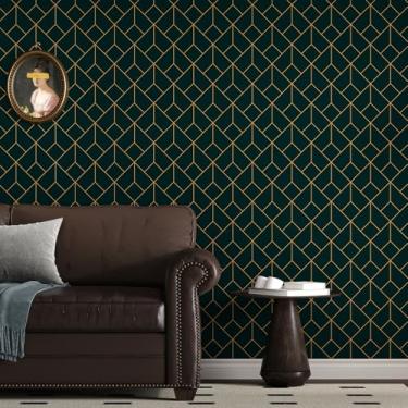 Imagem de Yullpaper Papel de parede preto fosco Descasque e cole papéis de parede geométricos para quarto Papel de parede removível Preto Stick and Peel Backsplash Papel de parede para locatário de móveis