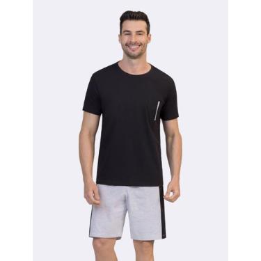 Imagem de Pijama Manga Curta Masculino - Veggi, Preto, P, Masculino