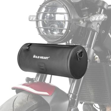 Imagem de WILD HEART Bolsa para guidão de motocicleta pequena bolsa lateral à prova d'água com alça de ombro compatível com mini bicicleta viagem UTV/ATV (preto)