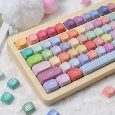 Imagem de Conjunto de teclas PBT Rainbow Candy Keycaps, MOA Profile Cute Keycaps