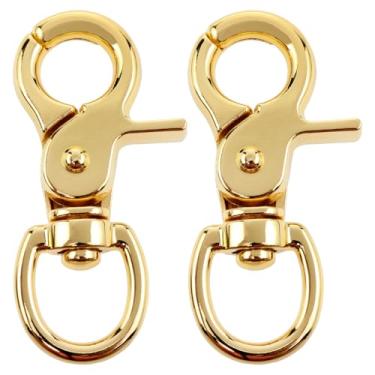 Imagem de Lovelysp Chaveiro dourado de liga de zinco de 60 mm com clipe giratório de 360 graus, fivela de mola 2 peças