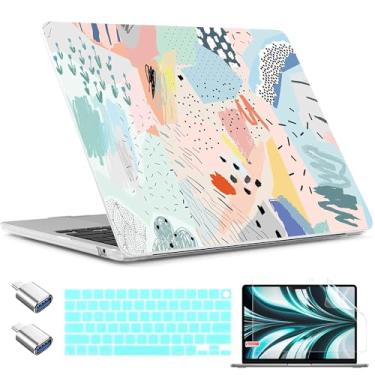 Imagem de TWOLSKOO Capa M2 MacBook Air 13,6 polegadas 2022 A2681 Touch ID, capa rígida de plástico protetor de tela, capa de teclado e filme Trackpad MacBook Air 13 M2 2022, floral artístico (A2681 M2)