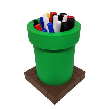 Imagem de Porta Objetos Caneta Cano Base Tijolinhos 3D Decorativo