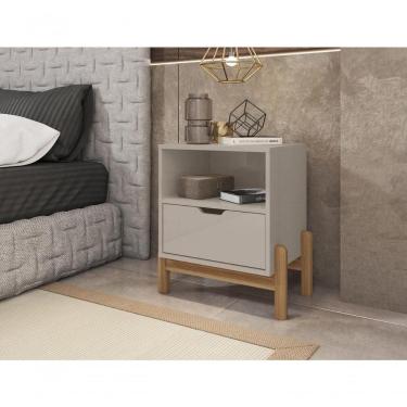 Imagem de Mesa De Cabeceira C/ Nicho E Gaveteiro Porta Itens Aurora Off White
