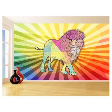 Imagem de Papel De Parede Animais Pop Art Leão Rei Selva 3,5M Pxa37