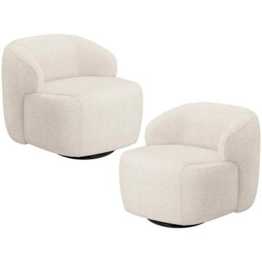 Imagem de Kit 02 Poltronas Decorativa Orgânica Giratória Para Sala Living Barolo