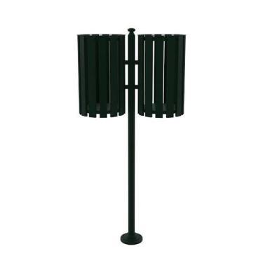 Imagem de Lixeira de Rua Pátios Parques Dupla Tubular Verde 151cm - Utildecor Mo