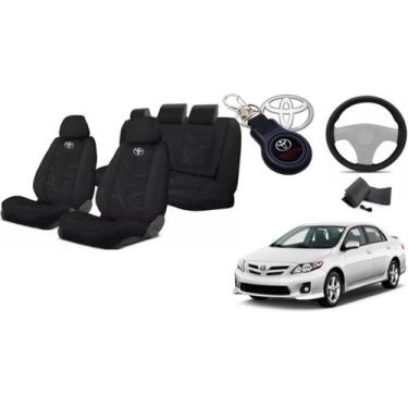 Imagem de Kit Personalizado Capas Tecido Estofado Corolla 08-13 + Volante + Chav