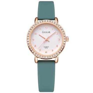 Imagem de Relógio feminino de quartzo, bisel de strass de cristal, mostrador analógico à prova d'água, várias cores, silicone, geléia, casual, relógio de pulso para enfermeiras, G708-verde, Casual