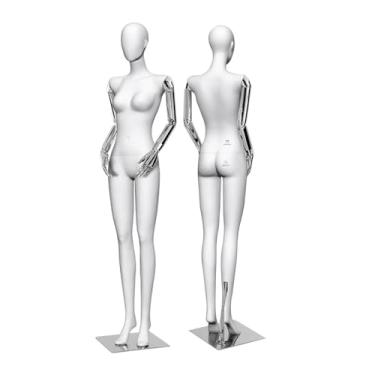 Imagem de Mannequin Manequins de corpo inteiro femininos para varejo, manequim de 72,83 pol. de altura, cabeça e braços removíveis e giratórios(Silver)