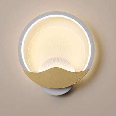 Imagem de Luminária de parede de 12 W, luminária de parede redonda simples de alumínio + acrílico, arandela LED de três cores com escurecimento, luminária de parede de decoração interna para corredor