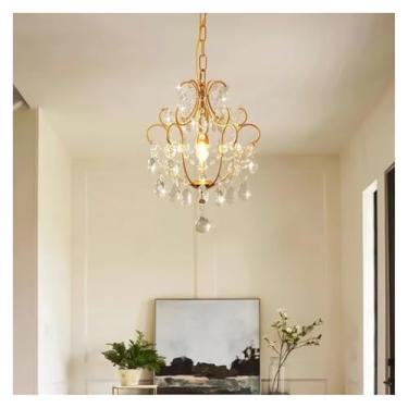 Imagem de Lustre de cristal retrô, luminária suspensa para restaurante, decoração de sala, varanda, quarto de luxo, luminária pendente dourada, lâmpadas de lustre
