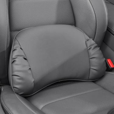 Imagem de Dapucarin Almofada de apoio lombar para assento de carro, almofada lombar de couro com espuma viscoelástica para alívio da dor lombar - Almofada para dirigir - Suporte de cadeira para cadeira de