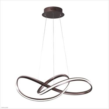 Imagem de Lustre LED com escurecimento Art Silicone Alumínio Luzes pendentes com controle remoto Aplicar para restaurante Sala de estar Corredor Bar Escritório, marrom