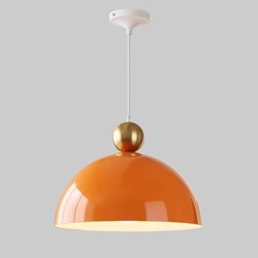 Imagem de Luminária pendente moderna em formato de cúpula, redonda, de metal, para teto, com abajur, para ilha de cozinha, luminária suspensa moderna, para sala de jantar, E27