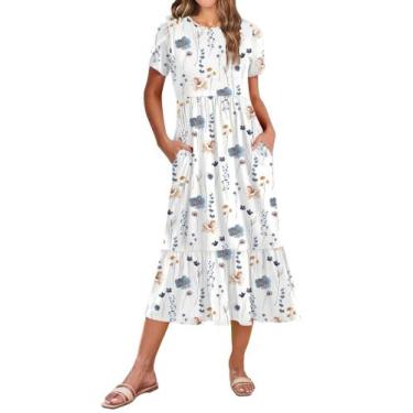 Imagem de Vestido Zeagoo Summer Casual Solto de Manga Curta Aline Midi