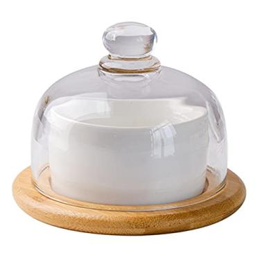 Imagem de Travessa para servir nozes, tigela para servir frutas secas com tampa de vidro, bandeja de lanche com tampa, bandejas de servir divididas