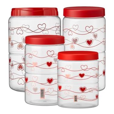 Imagem de Kit 4 Pote Porta Mantimentos Paris Corações Cozinha Multiuso (Corações)