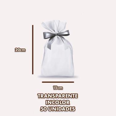 Imagem de Saco Plástico PP Transparente Incolor Brilhante Embalagem 50 Unidades 