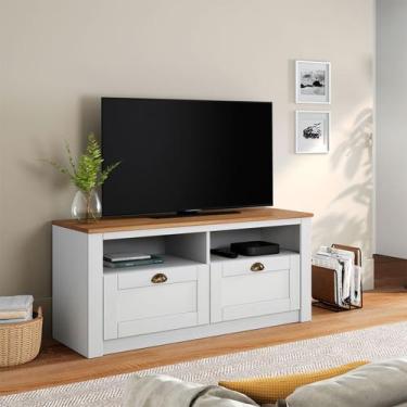 Imagem de Rack TV Bancada 43 Polegadas Madeira Maciça 2 Gavetas 2 Nichos Bolton 