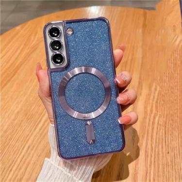 Imagem de Capa de telefone com brilho magnético chapeado para Samsung Galaxy S24 S23 S21 FE S22 Plus Ultra Soft TPU capa traseira, roxo claro, para Samsung S24Ultra