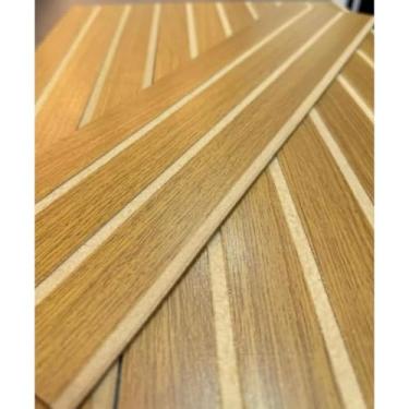 Imagem de Kit 100 Placas Revestimentos Ripados Painel Decorativo MDF 45 x 11 cm (FREIJÓ,40 PEÇAS)