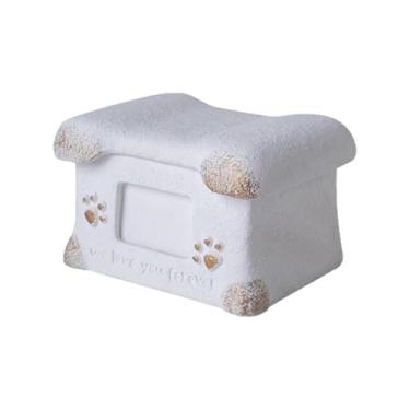 Imagem de MFMEXUL Urna memorial de cremação para animais de estimação em formato de osso, caixão de memórias, jardim, simpatia, suprimentos para animais de estimação, Branco