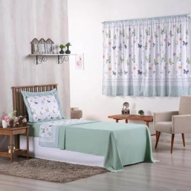 Imagem de Jogo de Cama Infantil Solteiro, 3 Peças, Estampa Digital, 300 Fios, para Menino e Menina (Borboletas)