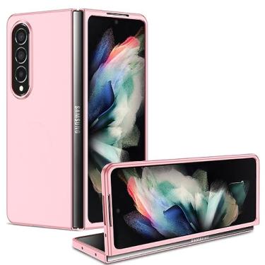 Imagem de Capa de telefone para Samsung Galaxy Z Fold 5 Capa traseira fosca simples de cor sólida Z Fold 4 3 21 Proteção de PC rígida ultrafina, rosa, para Z Fold 1