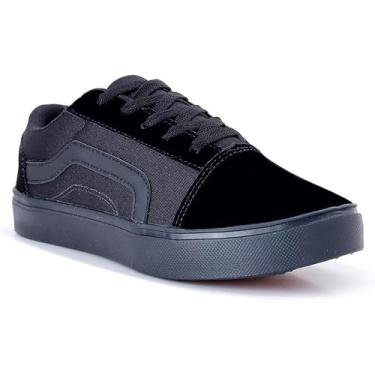 Imagem de Tenis Academia Unissex Leve Confortável Cano Baixo Dia a Dia Skate Sola Reta (BLACK, BR, Adulto, Numérico, 37)