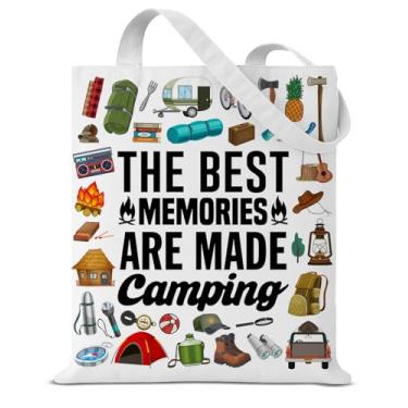 Imagem de Bolsa de ombro feminina de lona para campista the Best Memories are Made Camping reutilizável