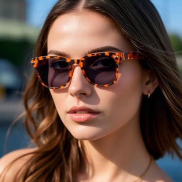 Imagem de Óculos de sol dobráveis polarizados modernos para proteção solar antirreflexo unissex para atividades ao ar livre azul gradiente, Casco de tartaruga de tinta