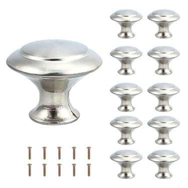 Imagem de 10 peças puxadores de armário de cozinha puxadores de gaveta de aço inoxidável 304 moderno aço inoxidável sólido redondo cozinha armário porta gaveta puxador de armário maçanetas de porta de armário