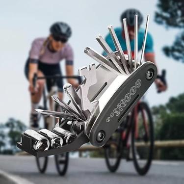 Imagem de Multiferramenta de bicicleta 16 em 1 – Kit de ferramentas de reparo de bicicleta com chaves sextavadas, chaves de fenda, chaves de soquete, chave de raio e chave sólida - portátil, durável, essencial